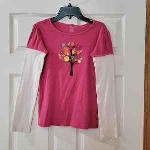 Gymboree Size 12 Woodland Friends Pink Long Sleeve Top Floral Squirrel Tree